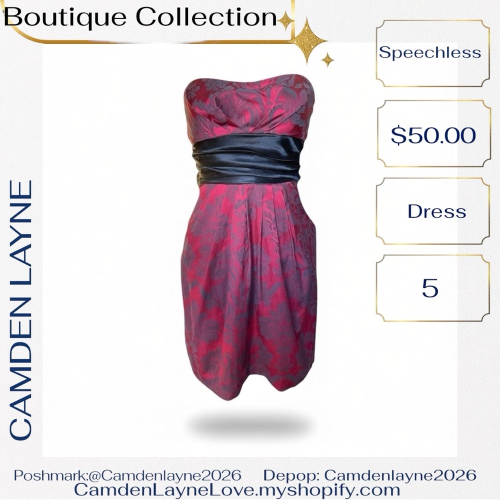 Vintage Speechless Burgundy Strapless Dress - Picture 8 of 13
